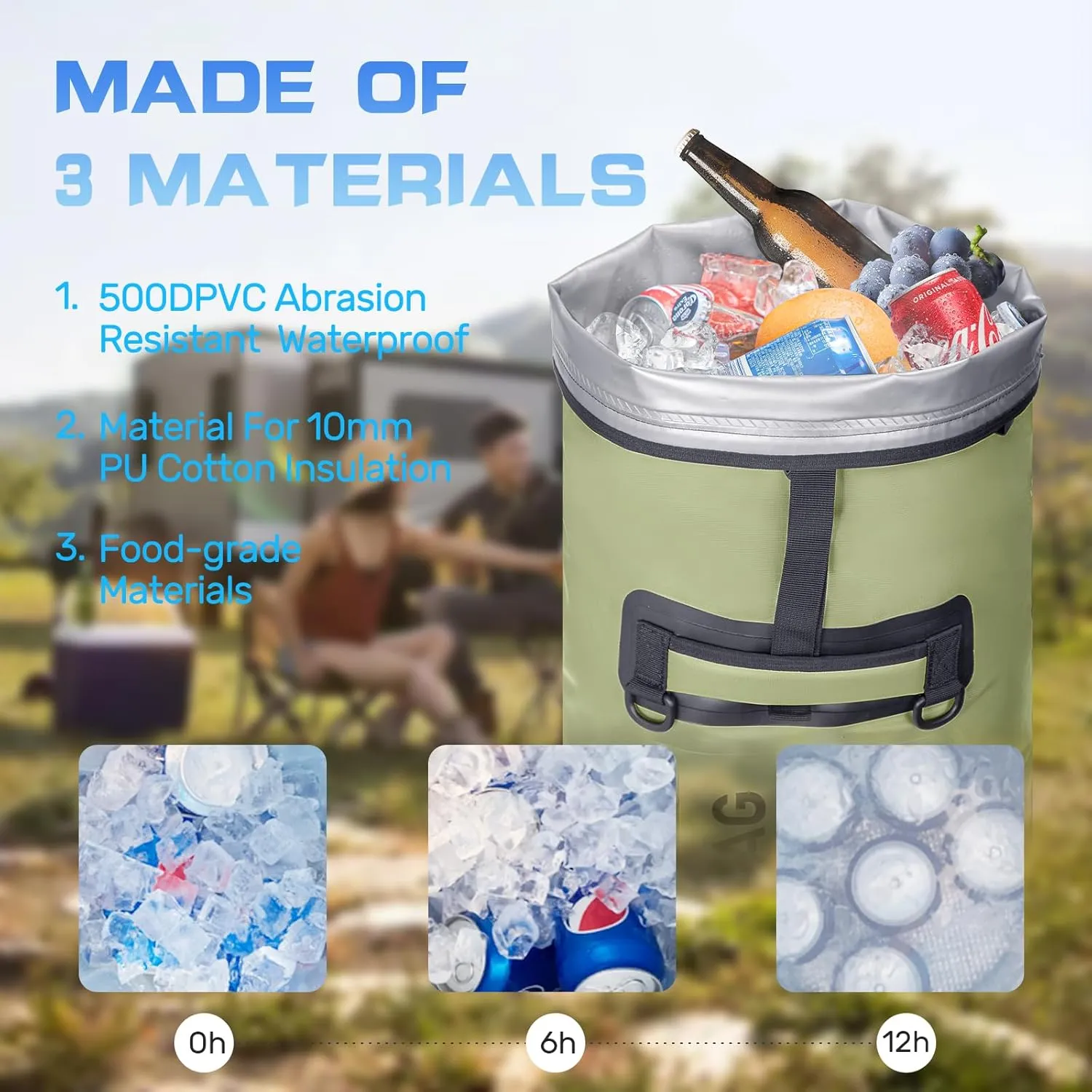 48cans Large Cooler Backpack Insulated Waterproof for Men Women Insulated Backpack Cooler Leak Proof Waterproof for 24 Hours Cooling for Camping Picnic Hiking Beach Travel Kayaking