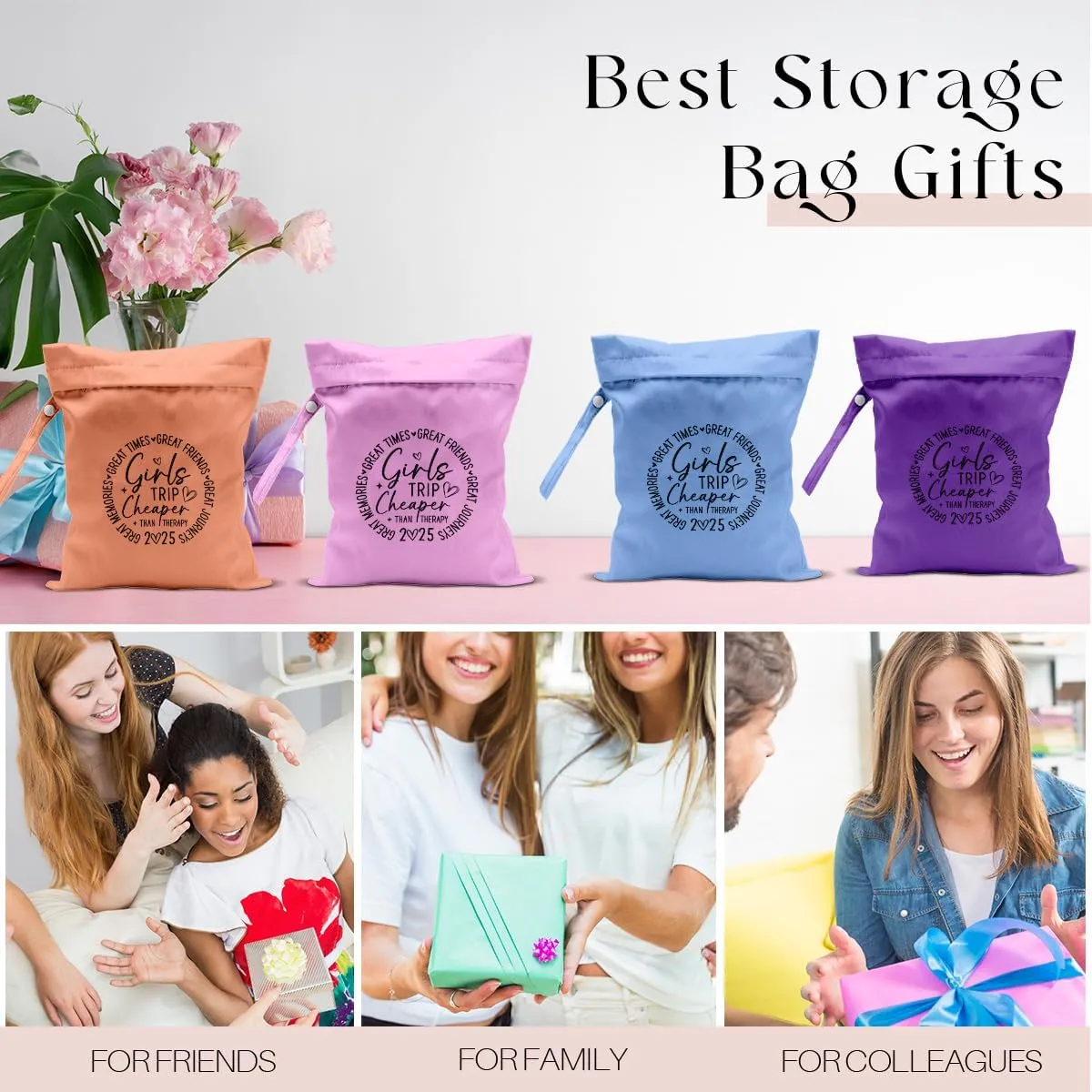 4Pcs Girls Trip Gifts Wet Dry Bag, Beach Bag Wet Bag Favors Aloha Bags, Sunscreen Bags Swimsuit Toiletry Travel Essentials For Women, For Beach Travel Laundry bags Dirty Diaper Swimsuit Gifts