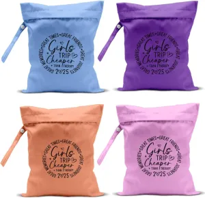 4Pcs Girls Trip Gifts Wet Dry Bag, Beach Bag Wet Bag Favors Aloha Bags, Sunscreen Bags Swimsuit Toiletry Travel Essentials For Women, For Beach Travel Laundry bags Dirty Diaper Swimsuit Gifts