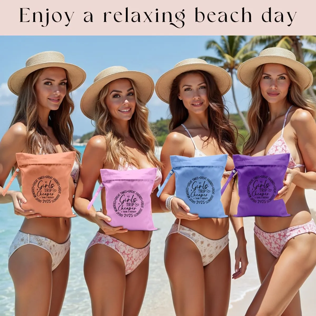 4Pcs Girls Trip Gifts Wet Dry Bag, Beach Bag Wet Bag Favors Aloha Bags, Sunscreen Bags Swimsuit Toiletry Travel Essentials For Women, For Beach Travel Laundry bags Dirty Diaper Swimsuit Gifts