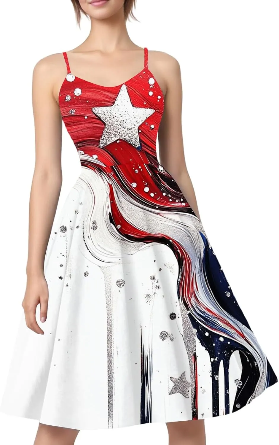 4th of July Dress for Women Women's Independence Day Print Off-The-Shoulder 50s 60s Punk Vintage Dresses