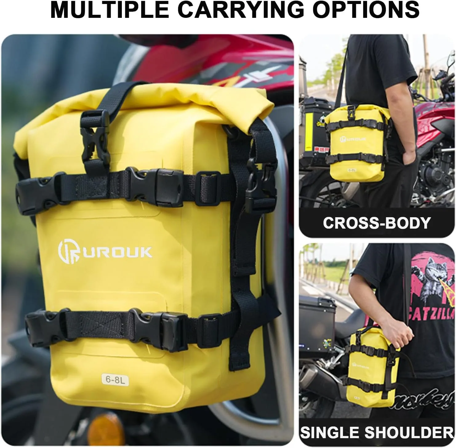 6-8L Waterproof Motorcycle Bumper Bag Motor Crash Bar Bag Side Frame Pannier Bag with Shoulder Strap - Essential Riding Gear for Motorcycles