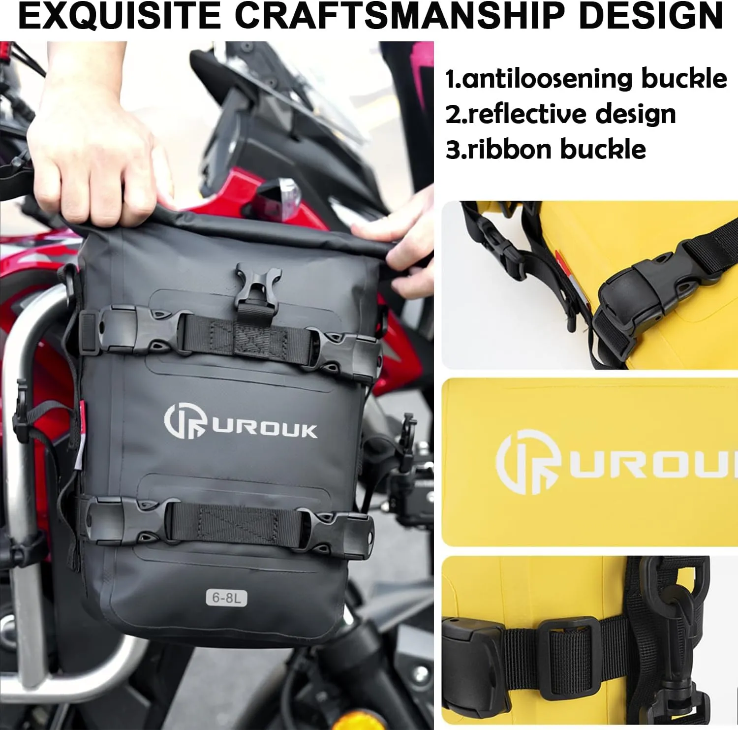 6-8L Waterproof Motorcycle Bumper Bag Motor Crash Bar Bag Side Frame Pannier Bag with Shoulder Strap - Essential Riding Gear for Motorcycles
