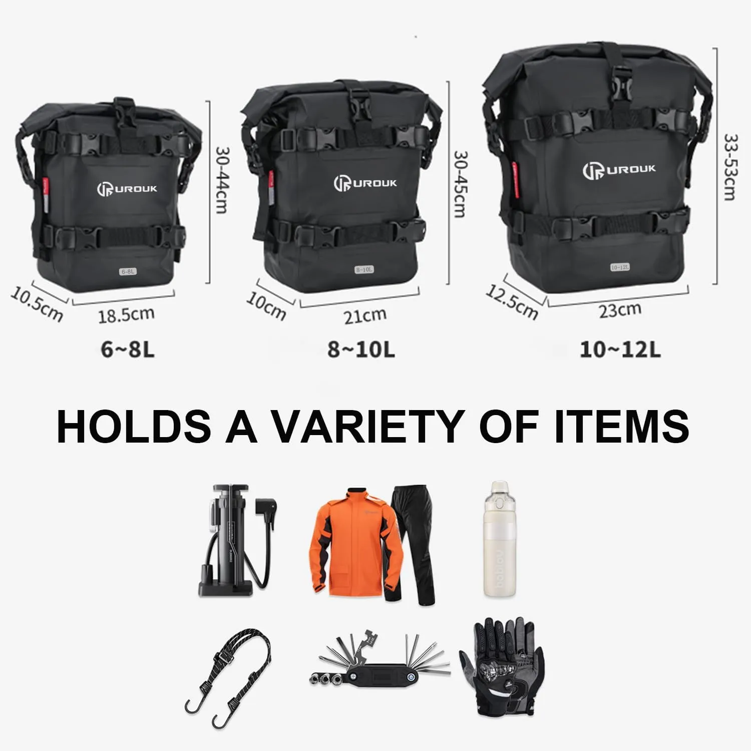 6-8L Waterproof Motorcycle Bumper Bag Motor Crash Bar Bag Side Frame Pannier Bag with Shoulder Strap - Essential Riding Gear for Motorcycles