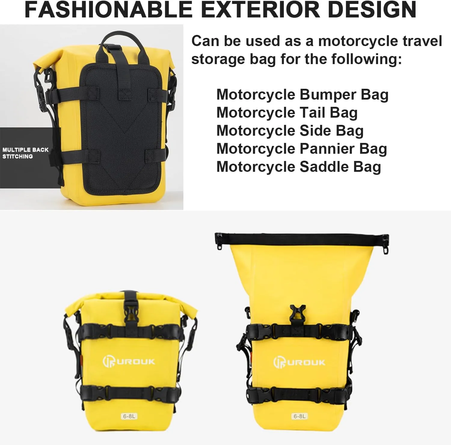 6-8L Waterproof Motorcycle Bumper Bag Motor Crash Bar Bag Side Frame Pannier Bag with Shoulder Strap - Essential Riding Gear for Motorcycles