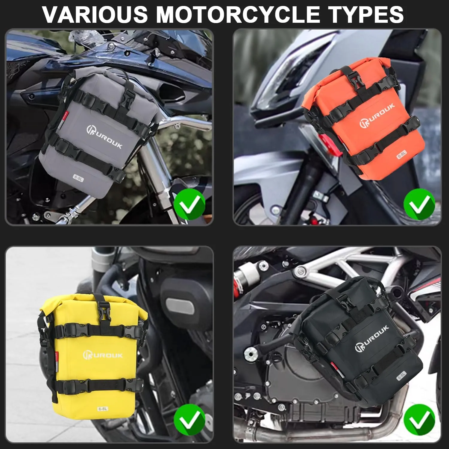 6-8L Waterproof Motorcycle Bumper Bag Motor Crash Bar Bag Side Frame Pannier Bag with Shoulder Strap - Essential Riding Gear for Motorcycles