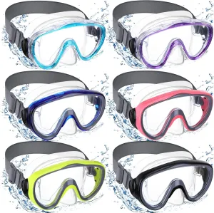 6 Pack Adult Swim Goggles with Nose Cover Snorkel Diving Mask Elastic Strap Tempered Glass Scuba Mask Waterproof Clear Diving Snorkel Goggle for Adult
