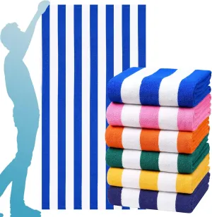 6 Packs Oversized 72x40 Inch Stripe Beach Towel Thin Terry Set Extra Large XL Big Clearance Accessories Essentials Soft Super Absorbent Pool Travel Bath Swim Camping Towels Bulk Men Women Adults Gift