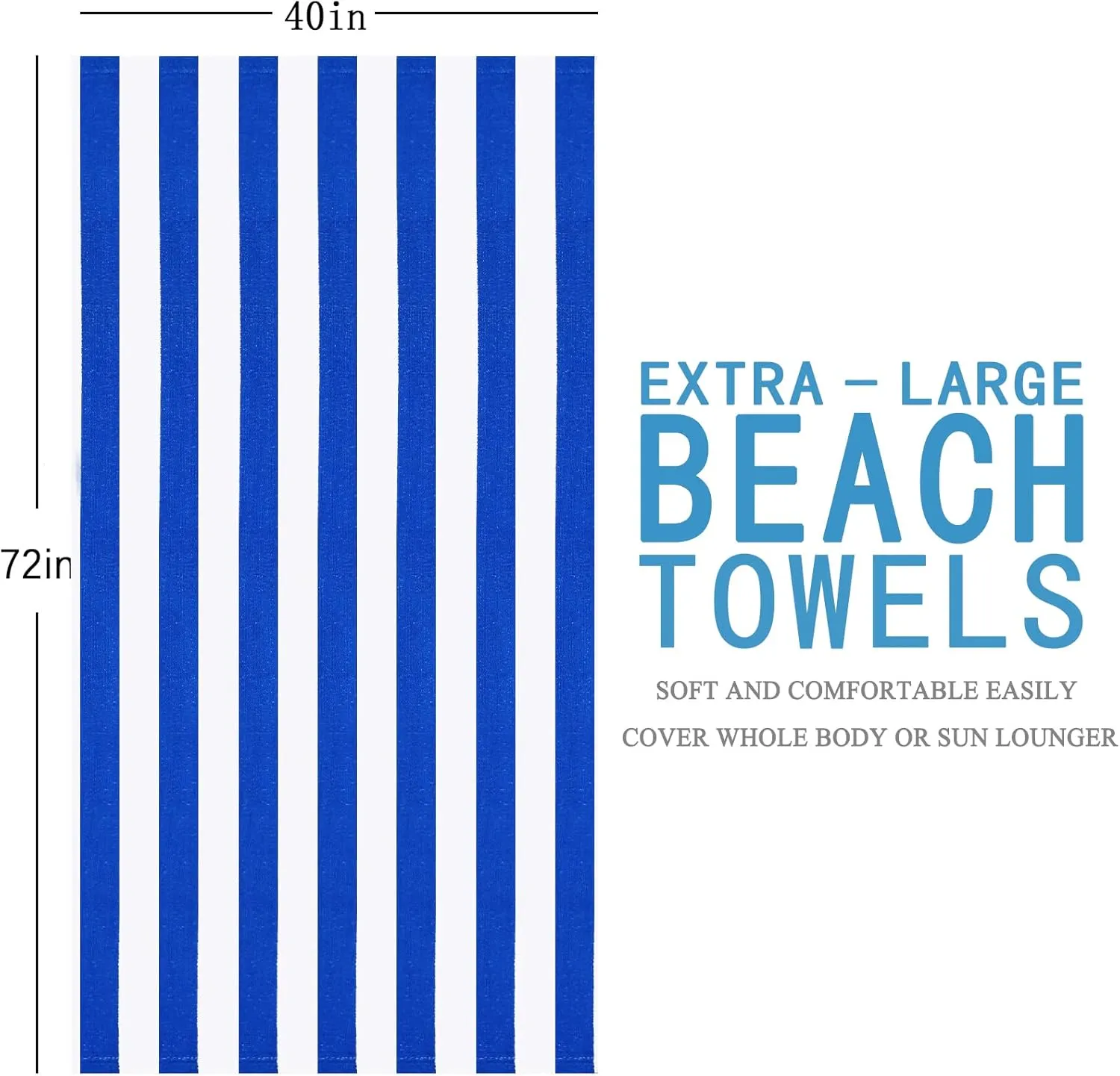6 Packs Oversized 72x40 Inch Stripe Beach Towel Thin Terry Set Extra Large XL Big Clearance Accessories Essentials Soft Super Absorbent Pool Travel Bath Swim Camping Towels Bulk Men Women Adults Gift