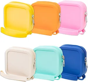 6 Pcs Silicone Bobby Pin Case, Small Travel Jewelry Organizer, Waterproof Zipper Pouches, Travel Tie Case, Mini Coin Pouch, Silicone Zipper Bag for Women Girls (Multicolored)