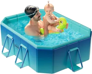 6FT Foldable Non Inflatable Swimming Pool for Kids, Adults, and Pets - Ball Pit, Snapset, Easy Set, Plastic Kiddie Pool with Metal Frame - Ideal for Backyard and Outdoor Water Activities