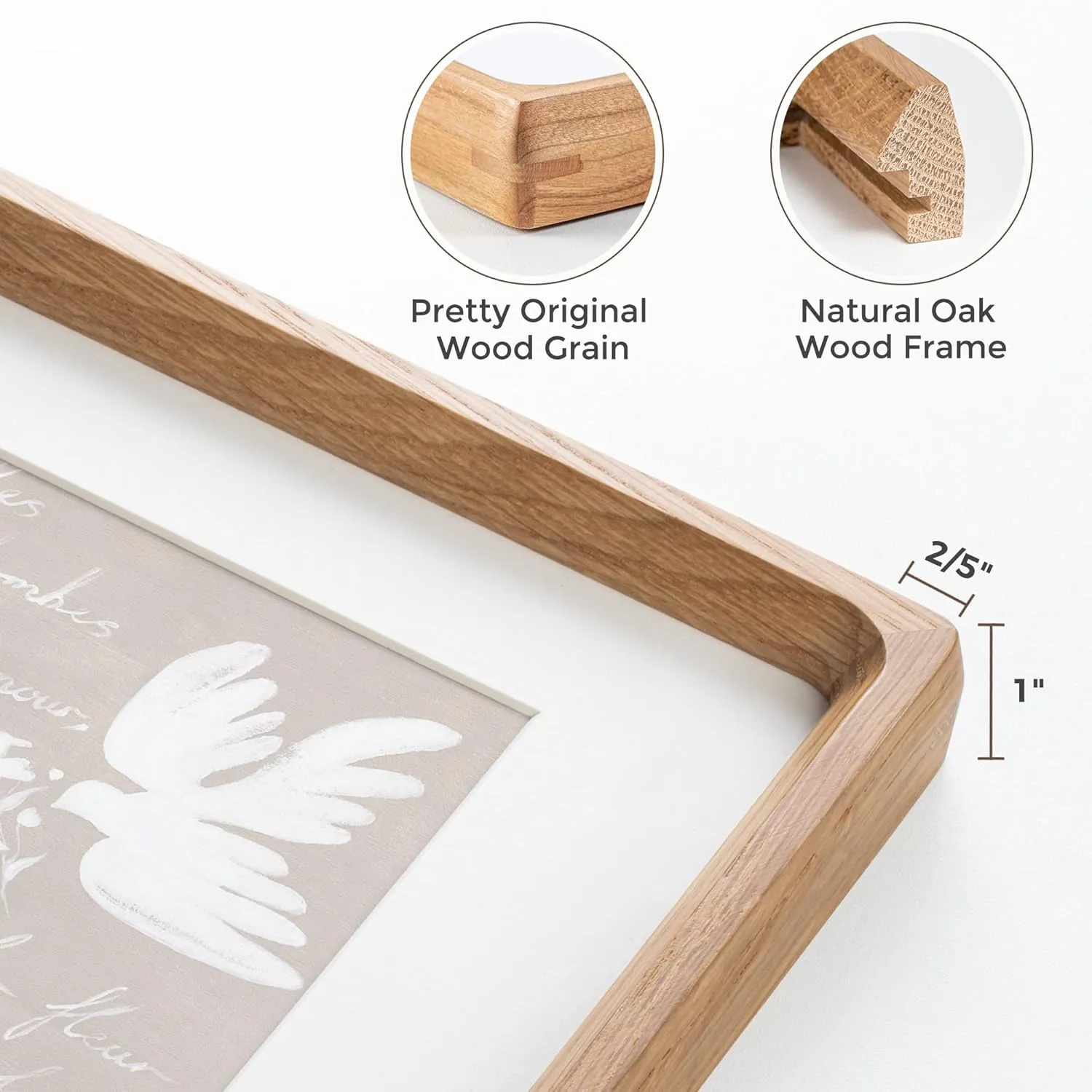 6x8 Picture Frames Natural Oak,Original Wood Hand Make Crafted Photo Frame with Mat to 5x7 Graduation Picture Display,Family Picture,Wedding Picture Tabletop & Wall Decoration