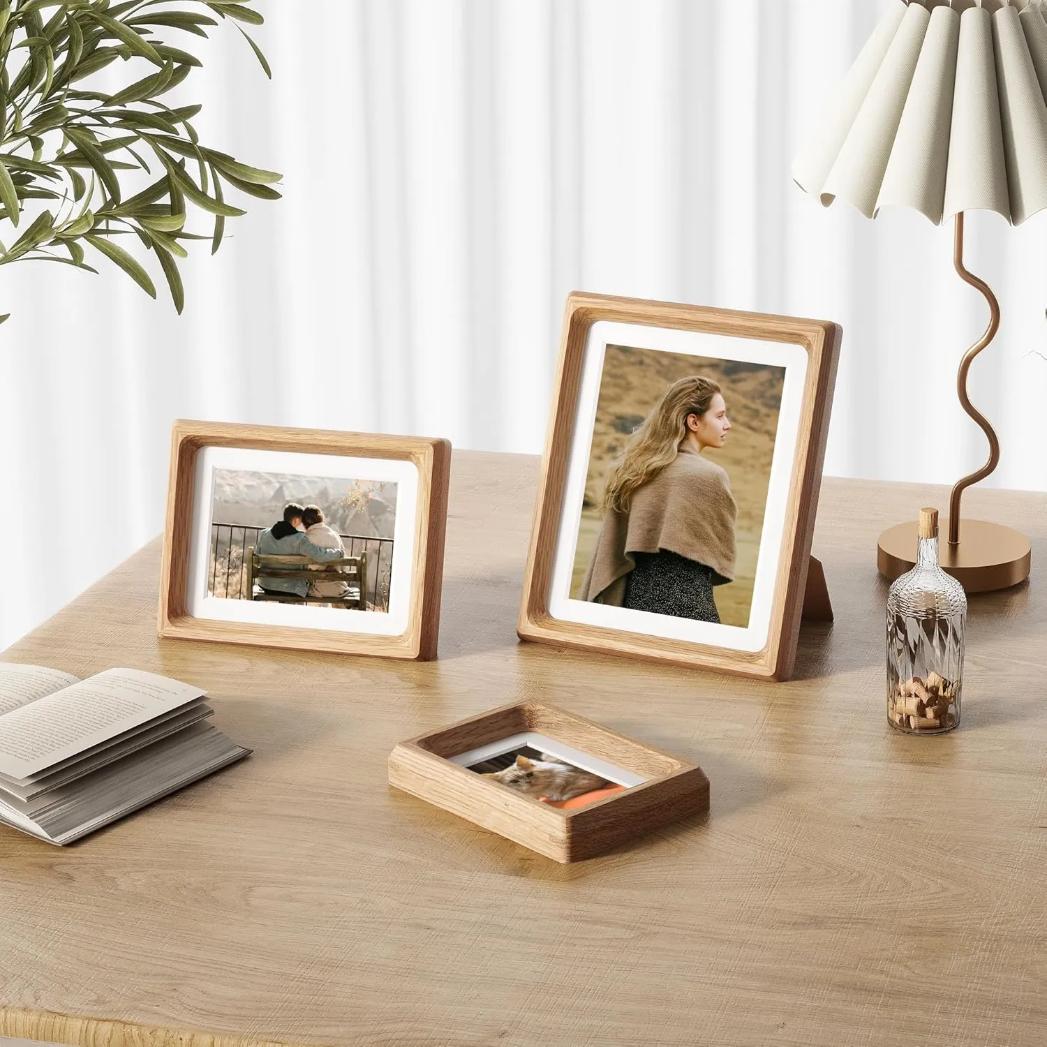 6x8 Picture Frames Natural Oak,Original Wood Hand Make Crafted Photo Frame with Mat to 5x7 Graduation Picture Display,Family Picture,Wedding Picture Tabletop & Wall Decoration