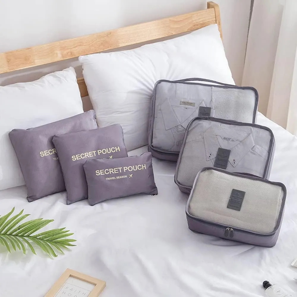 7 Set Packing Cubes for Suicase Packing Organizers Travel Luggage Organizers with Shoes Bag for Suitcase Travel Accessories, Grey