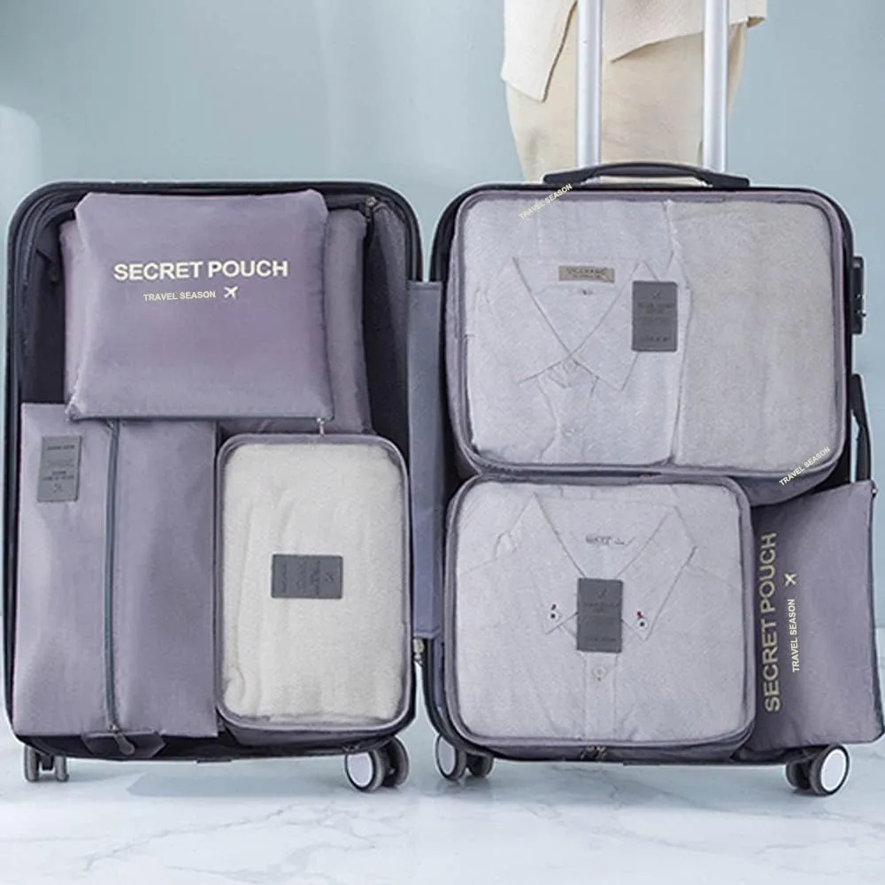 7 Set Packing Cubes for Suicase Packing Organizers Travel Luggage Organizers with Shoes Bag for Suitcase Travel Accessories, Grey