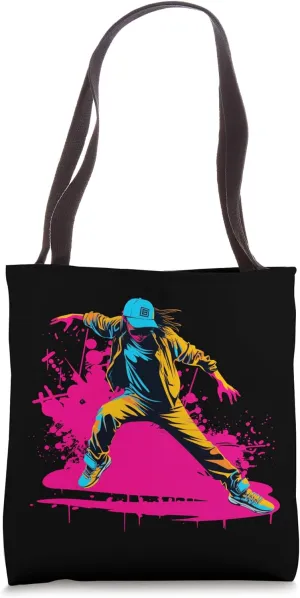 90s Inspired Breakdancer Hip-Hop Dance Retrowave Tote Bag