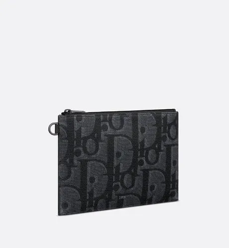 A5 Pouch • Black Maxi Dior Oblique Jacquard