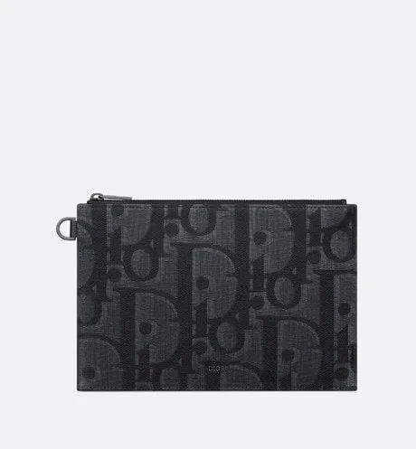A5 Pouch • Black Maxi Dior Oblique Jacquard
