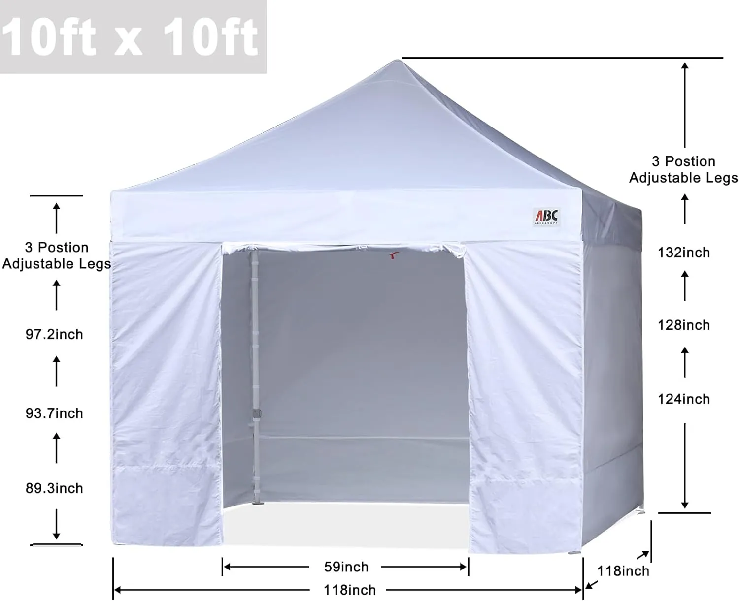 ABCCANOPY Easy Pop Up Canopy Tent with Sidewalls 10x10 Commercial -Series, White