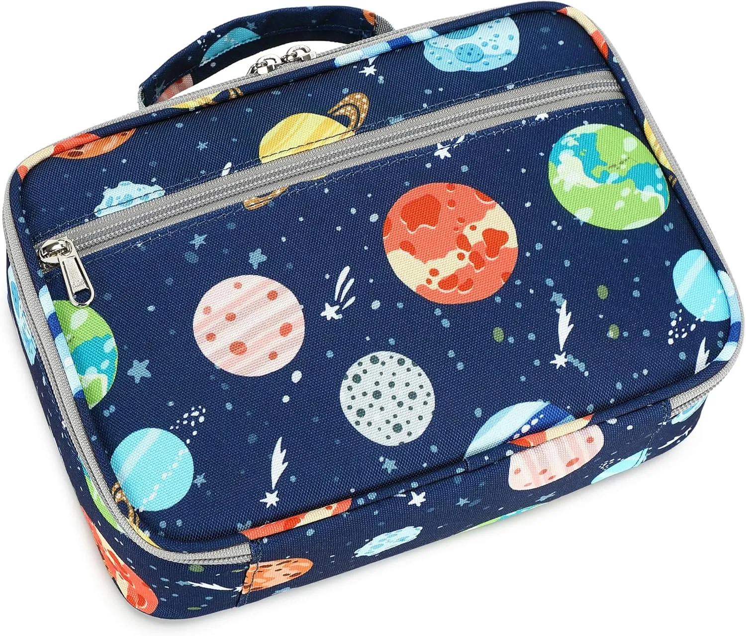 abshoo Solar System Kids Lunch Bag for Boys Ages 4-6-8-10 Insulated Reusable Lunch Bag Tote Kit for Toddler Kindergarten Elementary School (Space Planets)