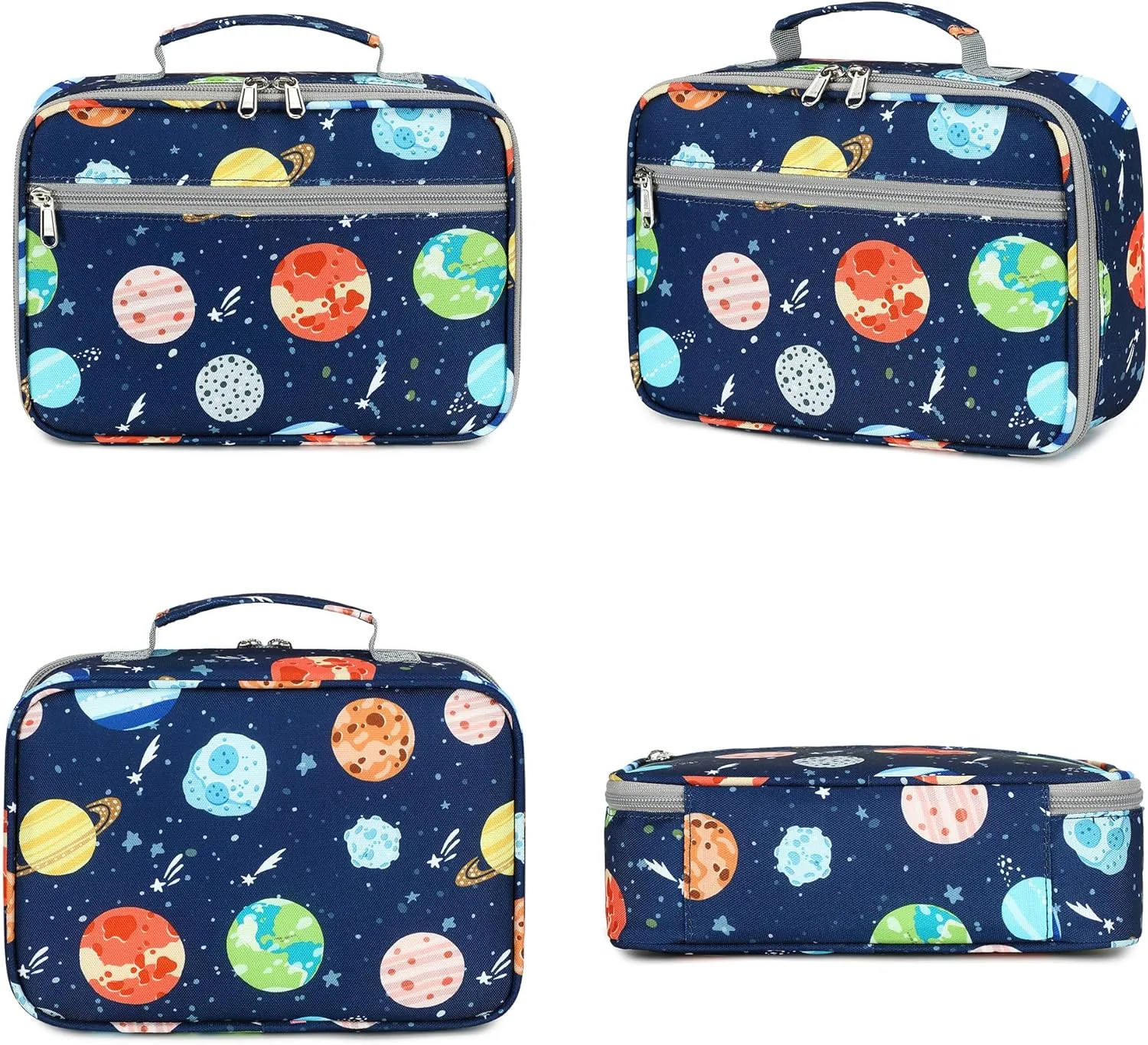 abshoo Solar System Kids Lunch Bag for Boys Ages 4-6-8-10 Insulated Reusable Lunch Bag Tote Kit for Toddler Kindergarten Elementary School (Space Planets)