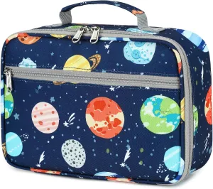 abshoo Solar System Kids Lunch Bag for Boys Ages 4-6-8-10 Insulated Reusable Lunch Bag Tote Kit for Toddler Kindergarten Elementary School (Space Planets)
