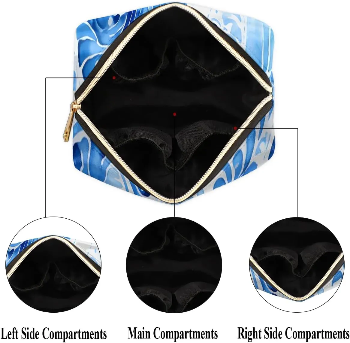 Abstract Beauty Boho Print Travel Makeup Bag for Women, PU Leather Waterproof Checkered Cosmetic Bags Large Make up Bag Zipper Pouch