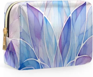 Abstract Beauty Boho Printings Travel Makeup Bag for Women, PU Leather Waterproof Checkered Cosmetic Bags Large Make up Bag Zipper Pouch