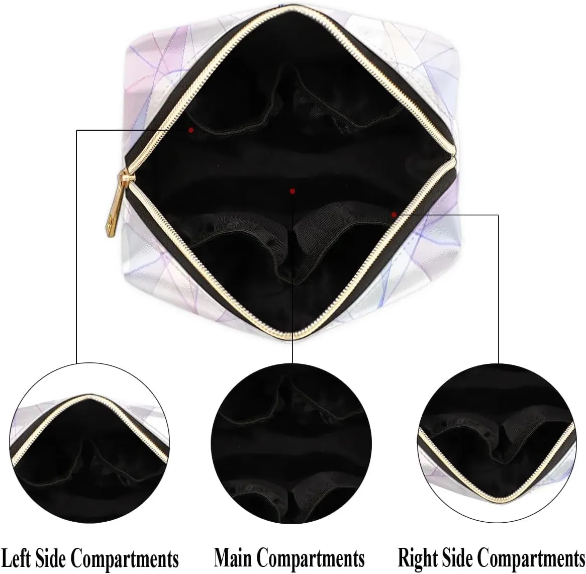 Abstract Beauty Boho Printings Travel Makeup Bag for Women, PU Leather Waterproof Checkered Cosmetic Bags Large Make up Bag Zipper Pouch