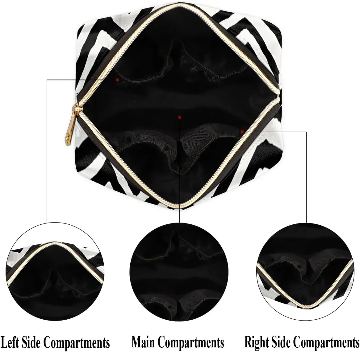 Abstract Streak Pattern Travel Makeup Bag for Women, PU Leather Waterproof Checkered Cosmetic Bags Large Make up Bag Zipper Pouch