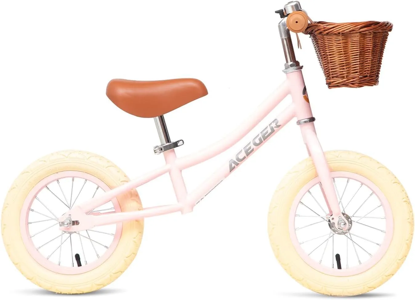 ACEGER 12" Kids Balance Bike with Basket, No Pedal Toddler Bicycle for Early Learning Leg Strength and Steady Balancing, Durable Frame&Tool-Free Adjustable Seat, Gift Bike for 2-5 Kids