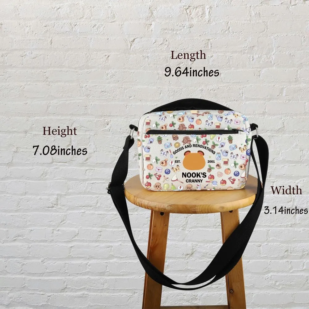 ACNH Inspired Crossbody Purse Bag Animal Villagers Gift Racoons Character Messenger Bag Video Game Lovers Gift Gamer Gift