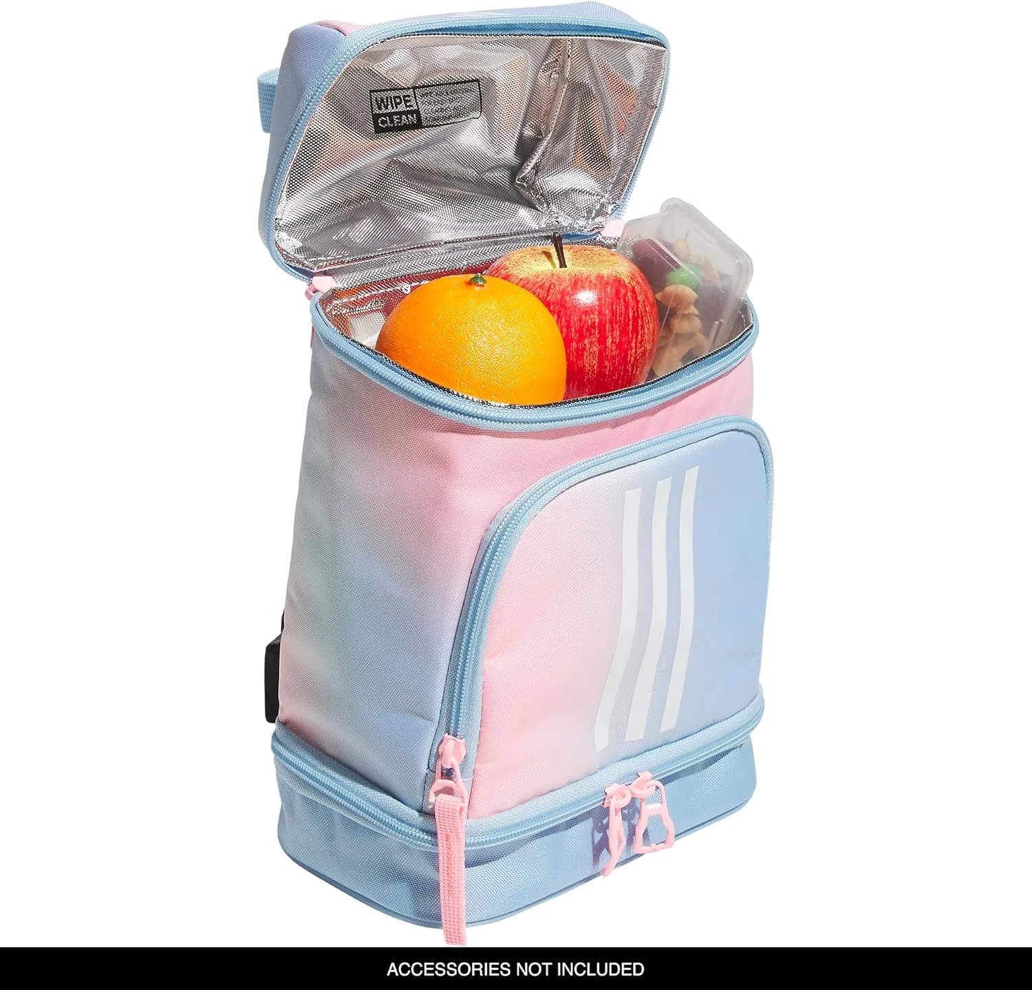 adidas Excel Bags, Cooler with Zipper, Pocket for Ice Pack, and Clip, Temperature Control Insulation, Lunch Dazed Gradient Clear Sky/Clear Sky Blue/Pink Spark, One Size