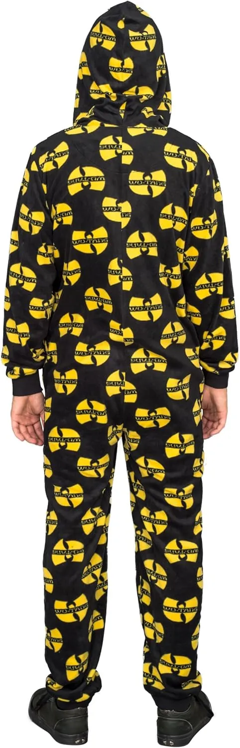 Adult Unisex Hip-Hop Wu-Tang Clan All-Over Logo Print Pajama Union Suit Onesie