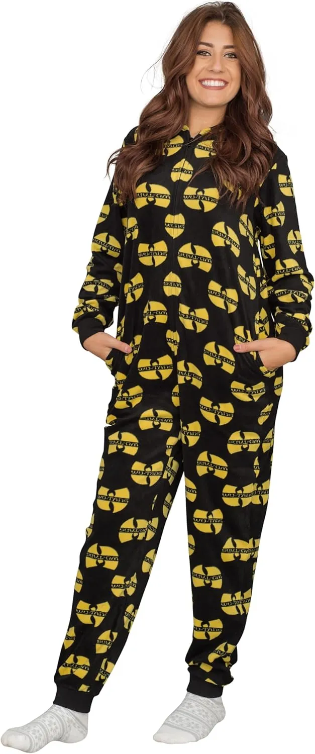 Adult Unisex Hip-Hop Wu-Tang Clan All-Over Logo Print Pajama Union Suit Onesie