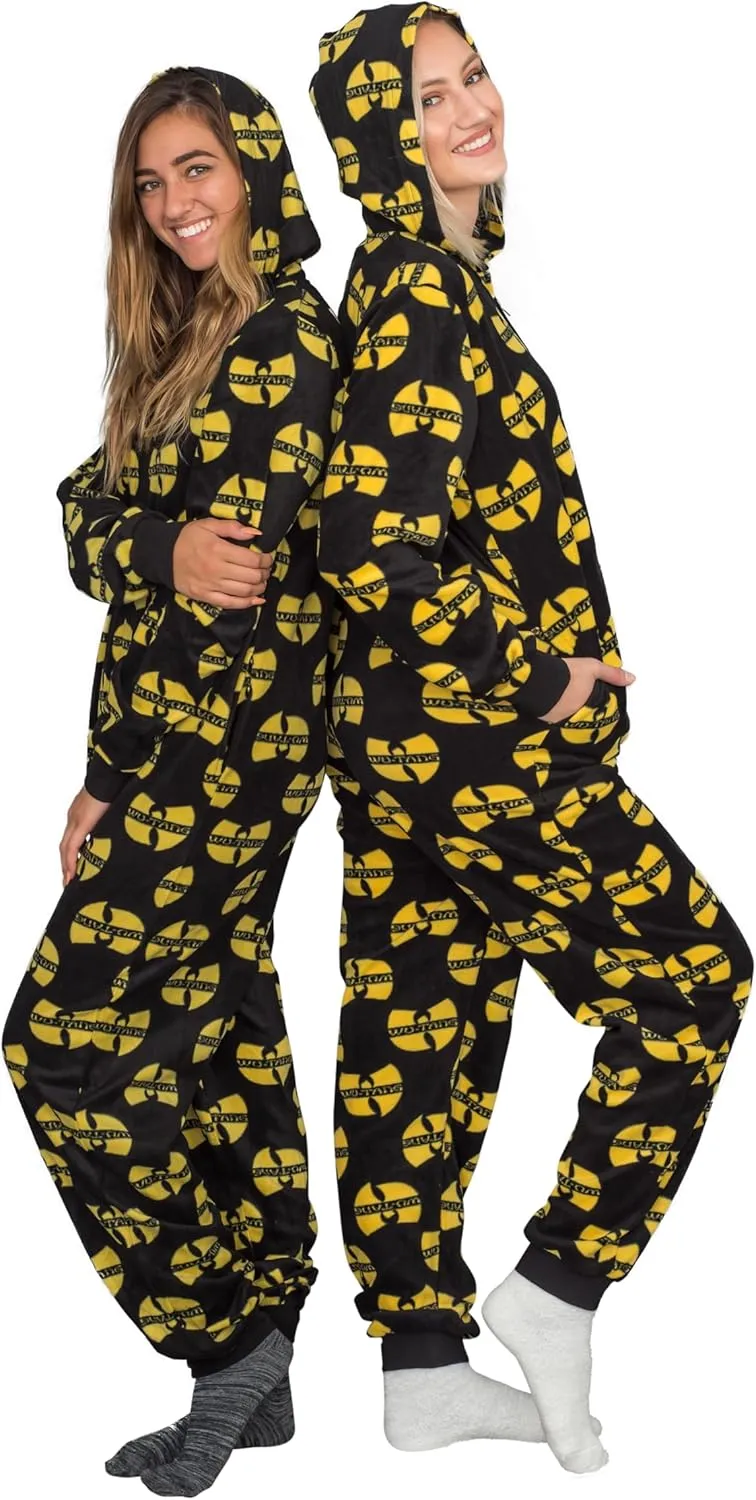 Adult Unisex Hip-Hop Wu-Tang Clan All-Over Logo Print Pajama Union Suit Onesie