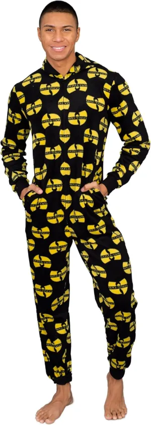 Adult Unisex Hip-Hop Wu-Tang Clan All-Over Logo Print Pajama Union Suit Onesie