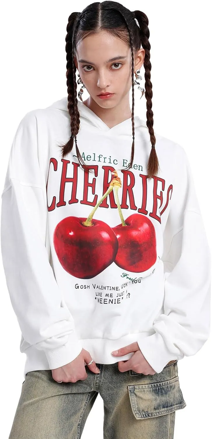 Aelfric Eden Cherry Graphic Hoodies Streetwear Hooded Sweatshirt Pullover Hip Hop Fashion Hoodies