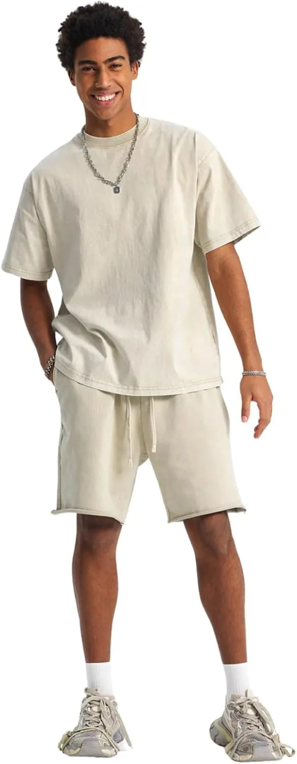 Aelfric Eden Mens Cotton Wash Solid T-Shirts Oversized Unisex Short Sleeve Streetwear Rap Hip Hop Basic Tee Tops