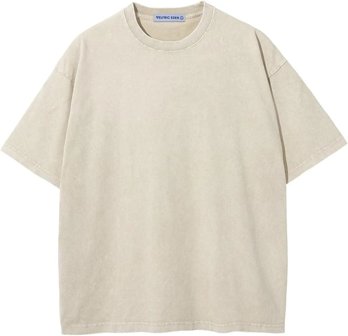Aelfric Eden Mens Cotton Wash Solid T-Shirts Oversized Unisex Short Sleeve Streetwear Rap Hip Hop Basic Tee Tops