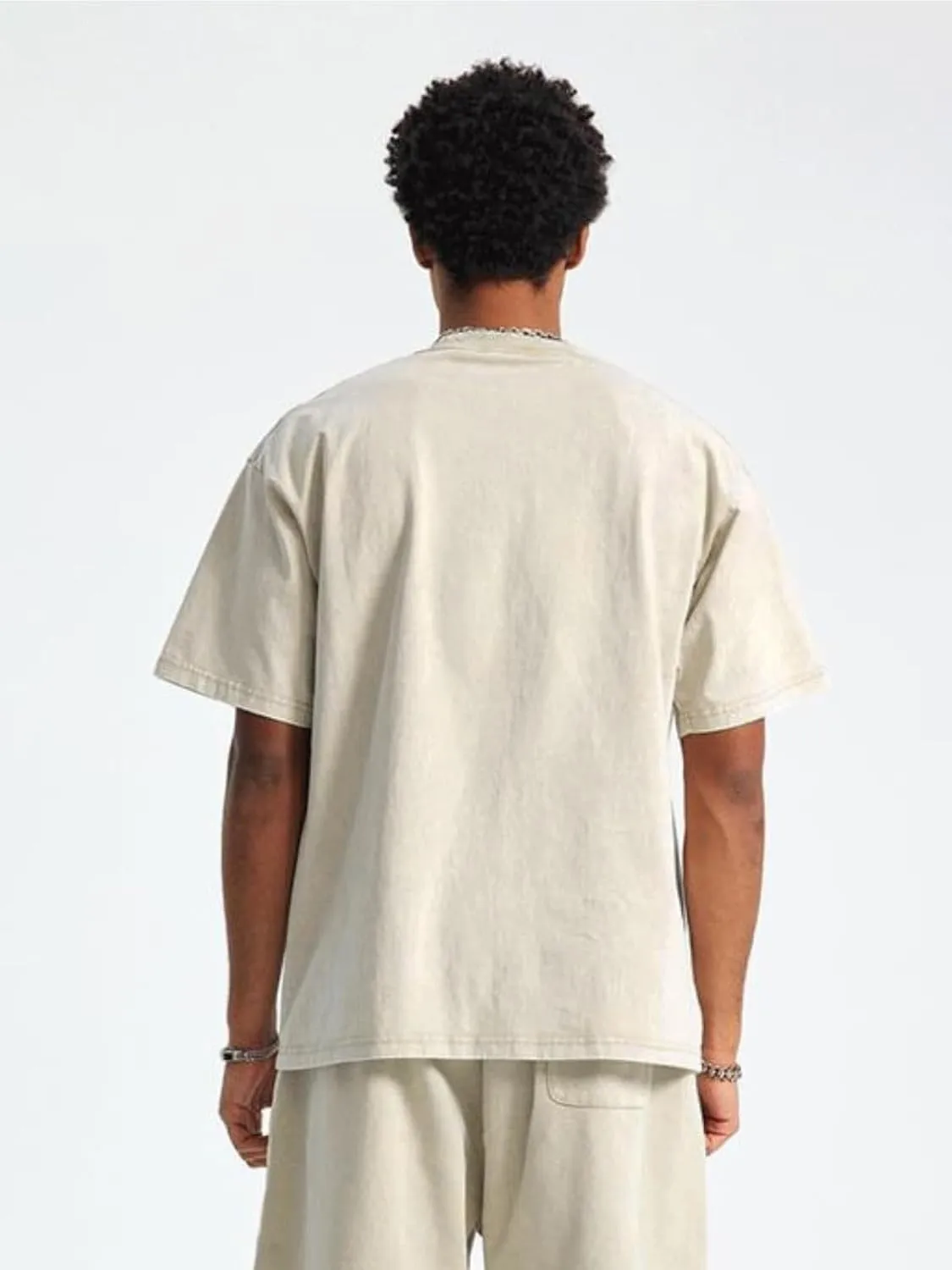 Aelfric Eden Mens Cotton Wash Solid T-Shirts Oversized Unisex Short Sleeve Streetwear Rap Hip Hop Basic Tee Tops