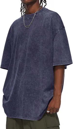 Aelfric Eden Mens Cotton Wash Solid T-Shirts Oversized Unisex Short Sleeve Streetwear Rap Hip Hop Basic Tee Tops