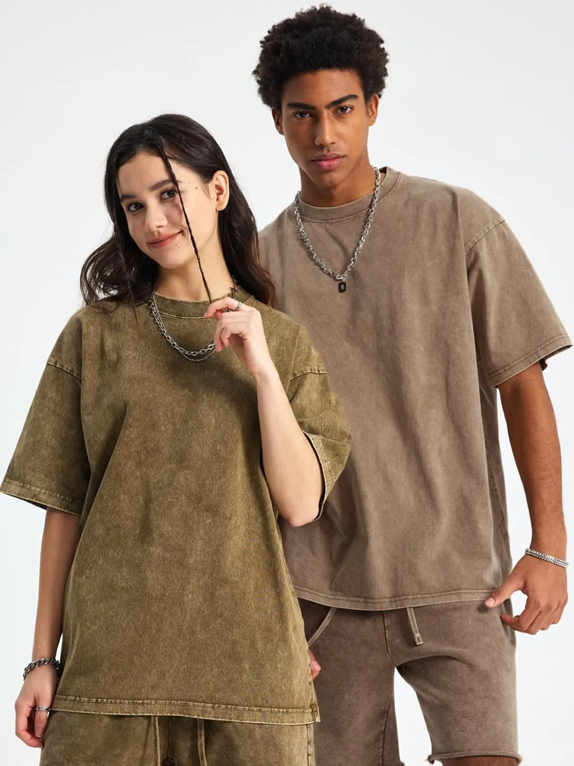 Aelfric Eden Mens Cotton Wash Solid T-Shirts Oversized Unisex Short Sleeve Streetwear Rap Hip Hop Basic Tee Tops
