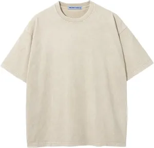 Aelfric Eden Mens Cotton Wash Solid T-Shirts Oversized Unisex Short Sleeve Streetwear Rap Hip Hop Basic Tee Tops