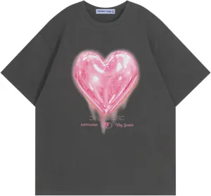 Aelfric Eden Women Love Balloon Graphic Tees Summer Short Sleeve Printed Cotton T Shirts Casual Harajuku Tops