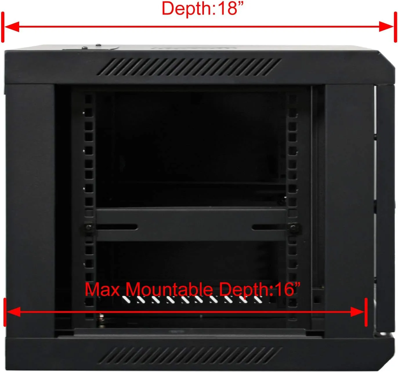 AEONS 6U Professional Wall Mount Network Server Cabinet Enclosure 19-Inch Server Network Rack with Glass Door 16-Inches Deep Black (Fully Assembled