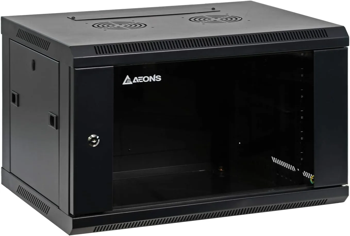 AEONS 6U Professional Wall Mount Network Server Cabinet Enclosure 19-Inch Server Network Rack with Glass Door 16-Inches Deep Black (Fully Assembled
