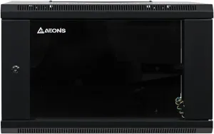 AEONS 6U Professional Wall Mount Network Server Cabinet Enclosure 19-Inch Server Network Rack with Glass Door 16-Inches Deep Black (Fully Assembled