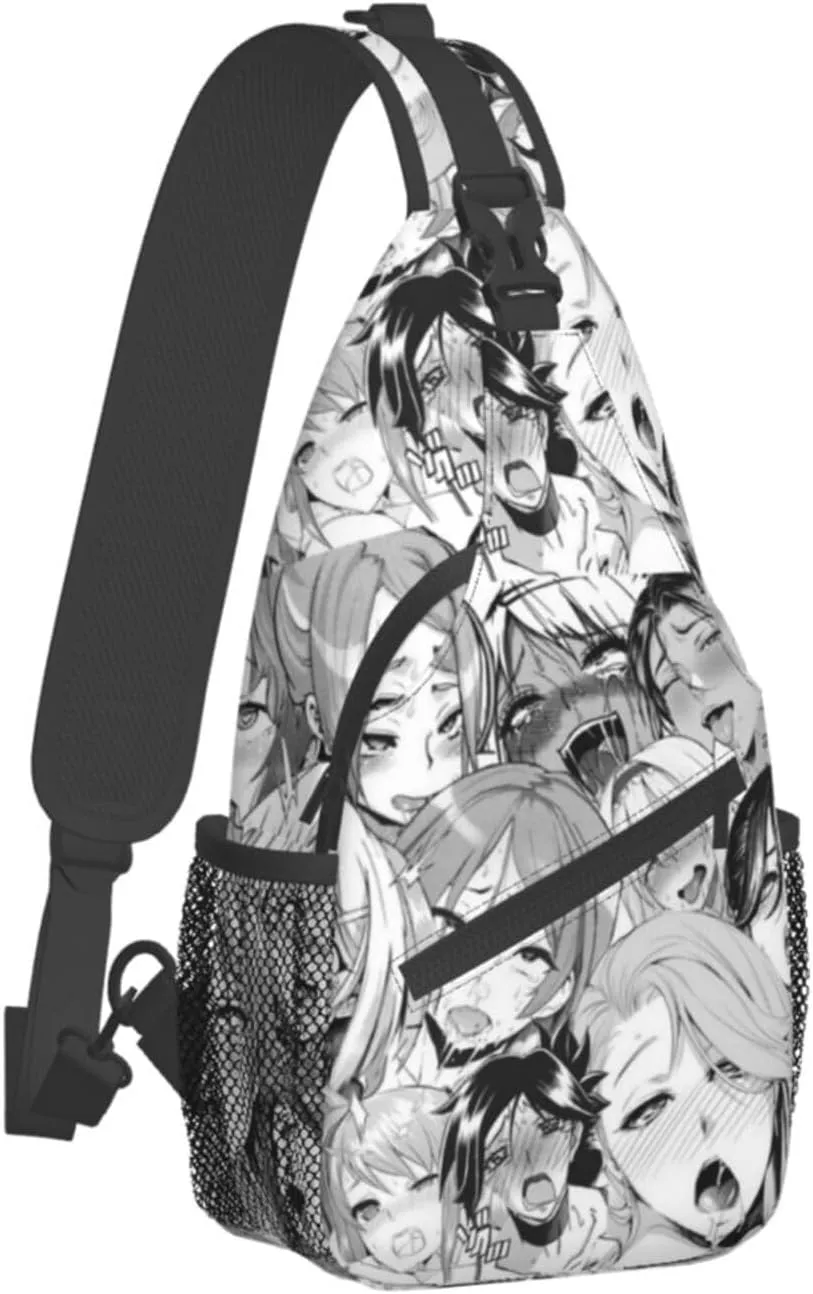 Ahegao Sling Backpack Chest Bag Crossbody Shoulder Bag Gym Cycling Travel Hiking Daypack For Men Women