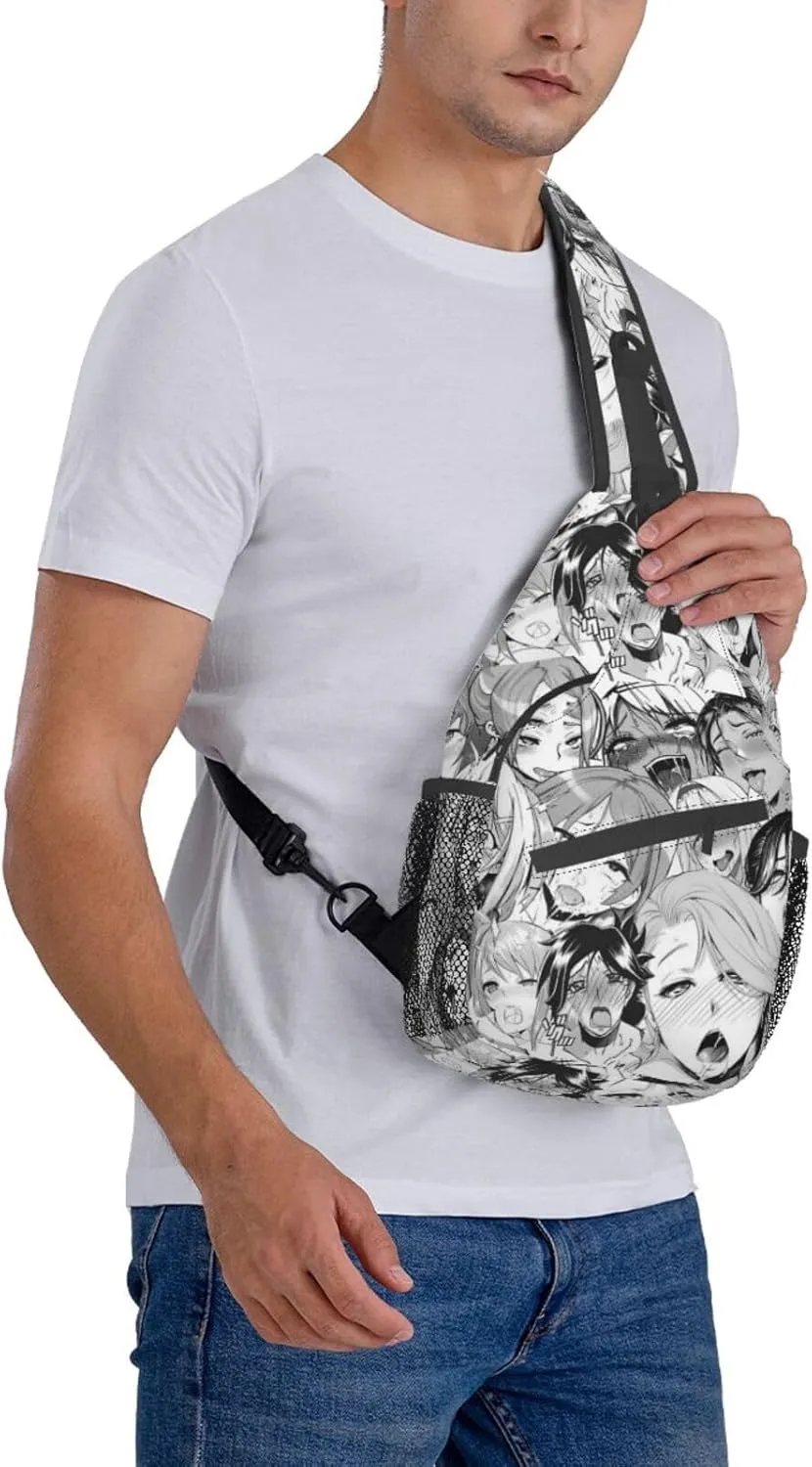 Ahegao Sling Backpack Chest Bag Crossbody Shoulder Bag Gym Cycling Travel Hiking Daypack For Men Women